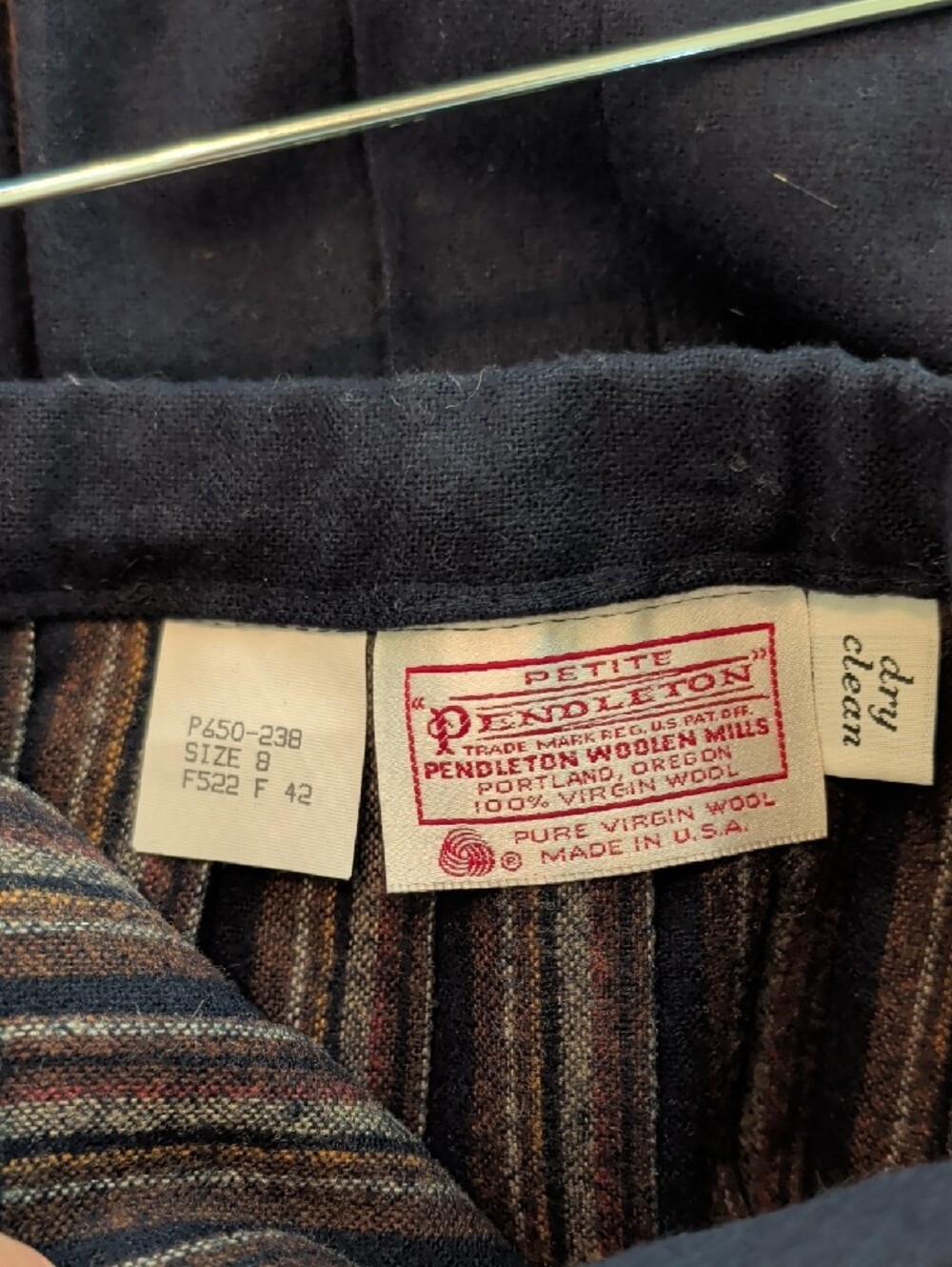 Pendleton Navy Pleated Plaid Wool Midi Skirt - Picture 2 of 4